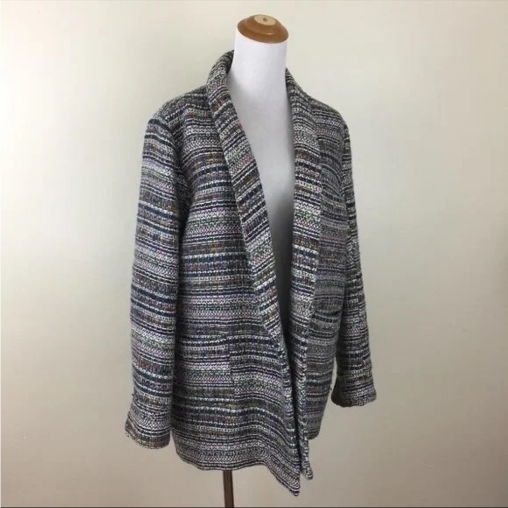 Trendy Harlyn Multi Striped Boucle Oversized Boyfriend Blazer/Jacket, Sz S!